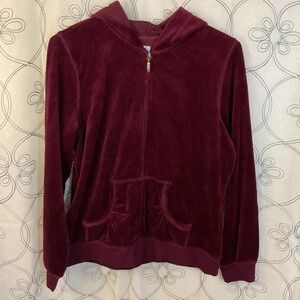 St. John's Bay Active Women's Merlot Sorbet Velour Zip Up Hoodie Size Medium